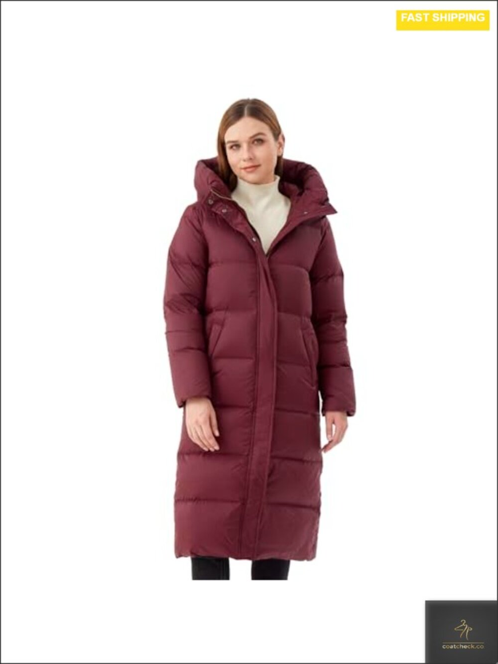 Women's Long Goose Down Coat Winter Puffer Thermal Lining Warm Hooded